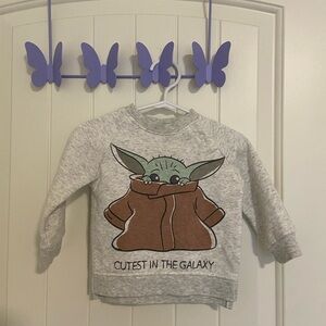 NWOT Star Wars‎ baby unisex Yoda light gray crewneck top shirt 6-9 months